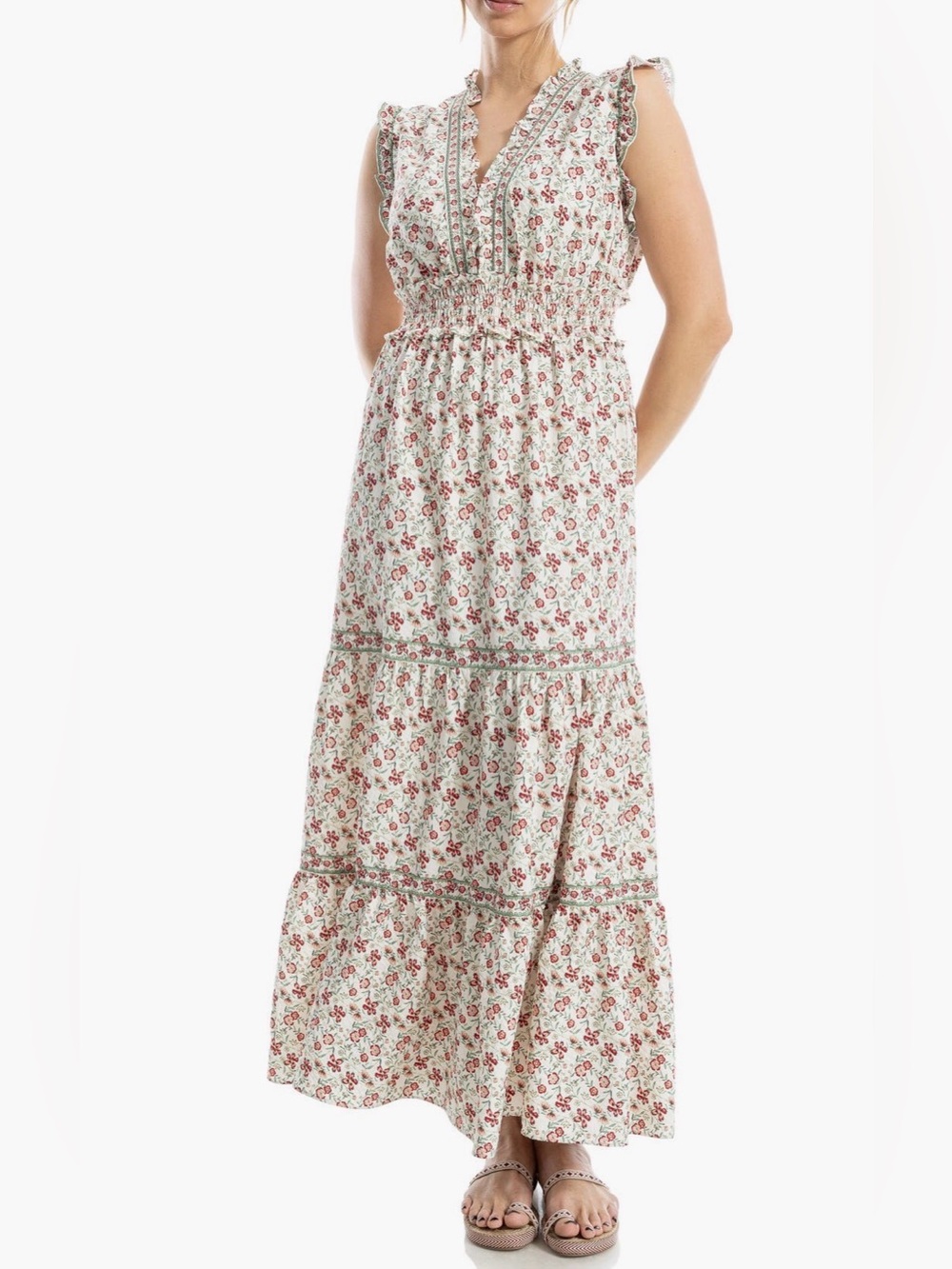 Max Studio Smocked Fit & Flare Maxi Dress,